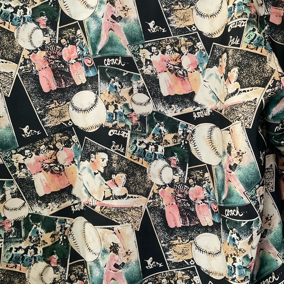 Robert Stock Sz L Silk Baseball Art Yankees Babe Ruth Gehrig Maris Mantle Shirt - Picture 6 of 9